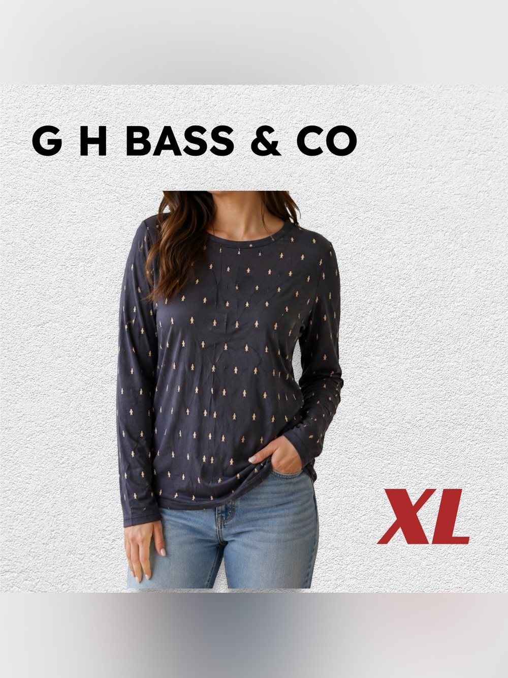 🇺🇸👍GUC BASS | XL | Cozy Casual Blue penguin Print Long Sleeve Graphic Tee